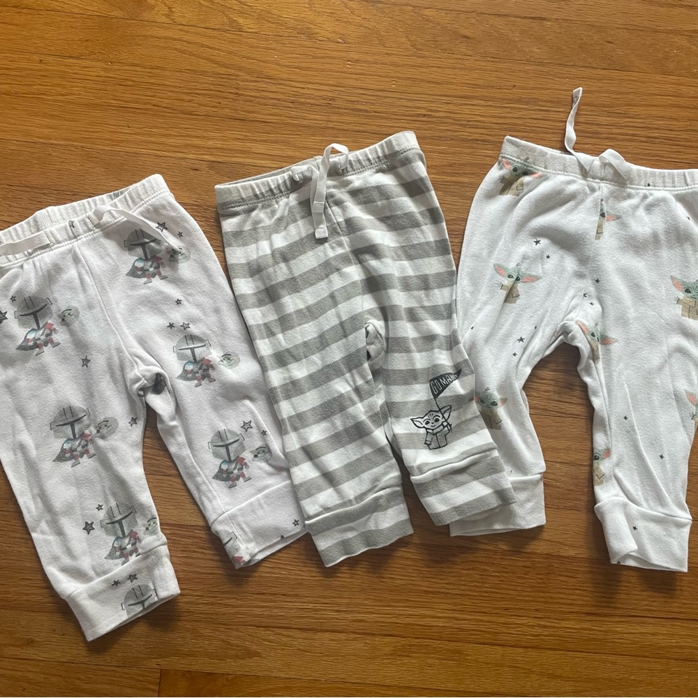 Gap Baby Pants Infant 0-3 Months Joggers 3 Pack Set Star Wars Mandalorian Grogu